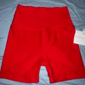 Beyond Yoga Red Athletic Shorts High-Waisted Stretch